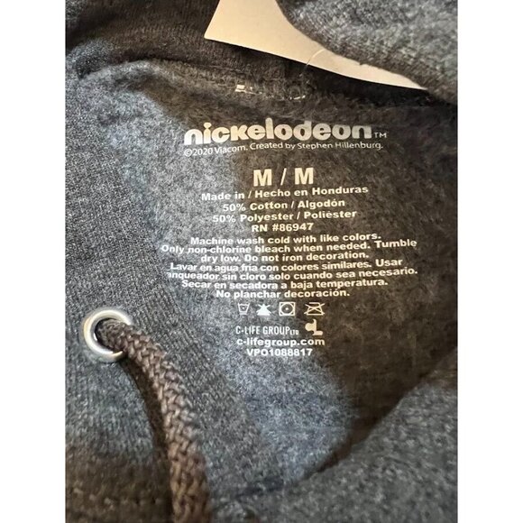 Nickelodeon Sponge Bob Sweatshirt Adult M Gray Pullover Long Sleeves Hoodie Mens - Picture 4 of 9